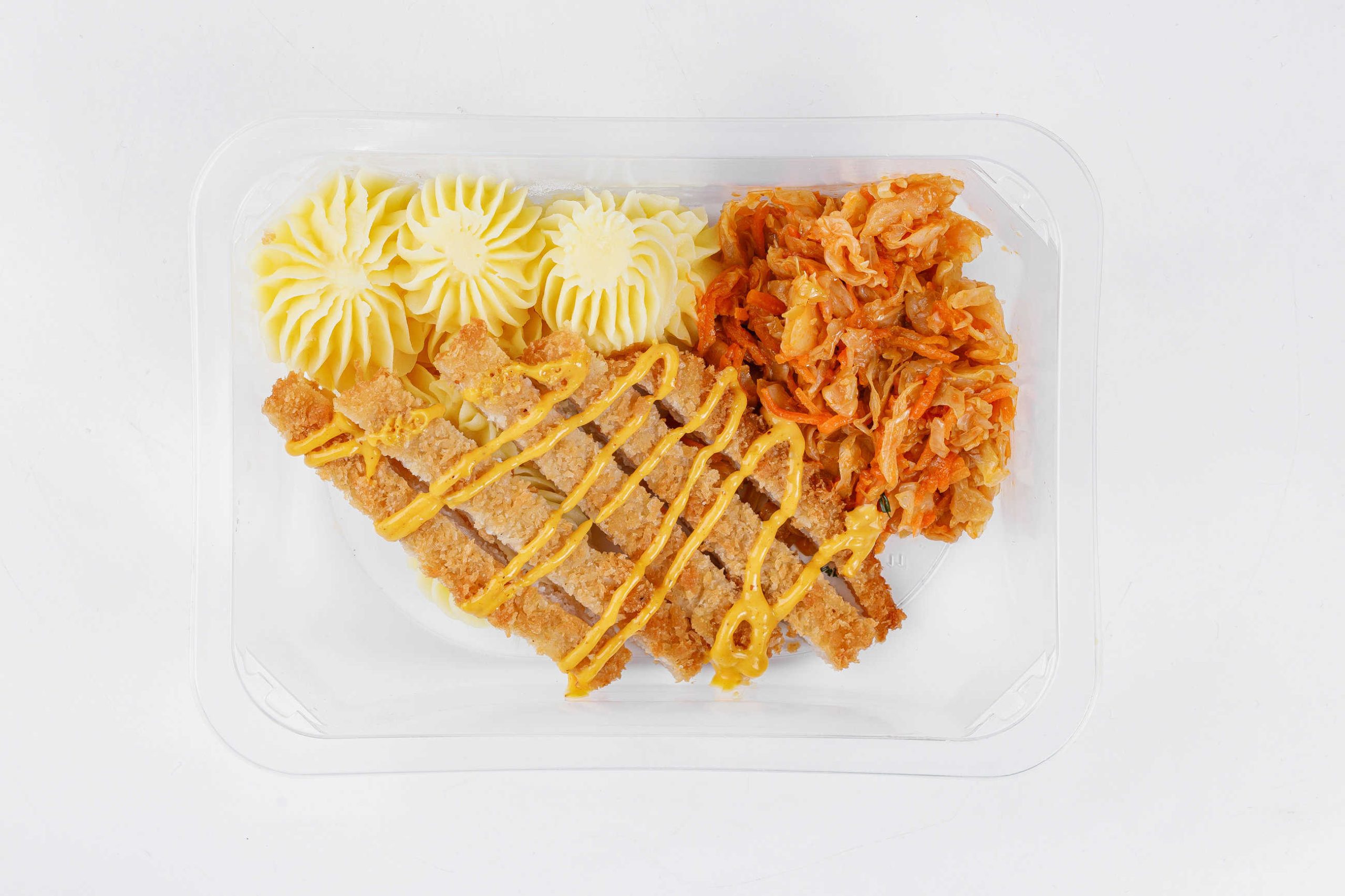 Упак Шницель с картофельным пюре и капустой (1порц)